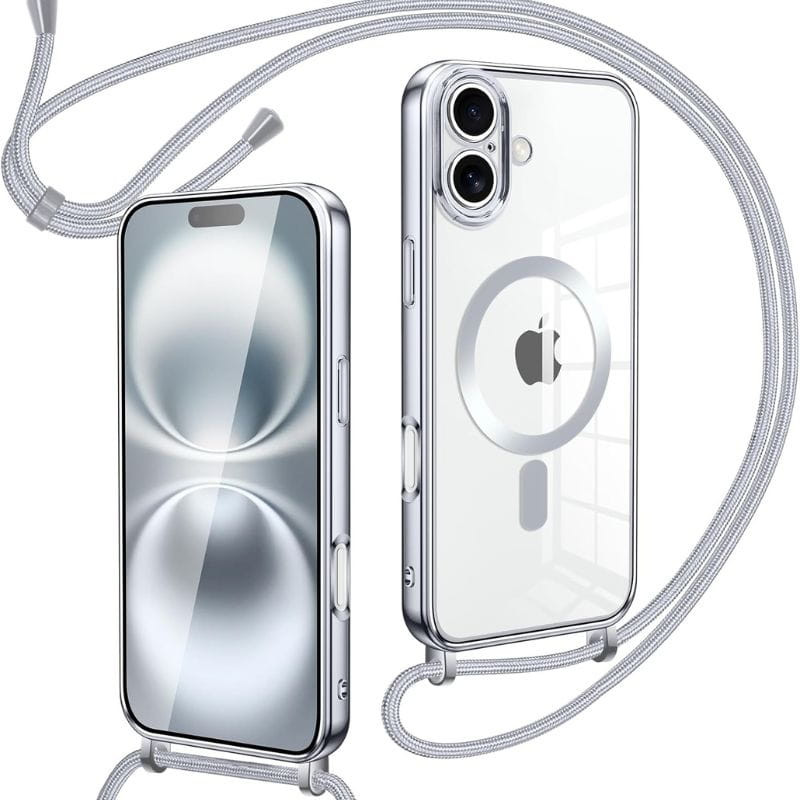 Funda Magnética con colgante para iPhone 16 Plata - Ítem