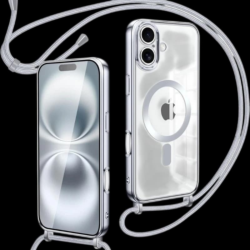 Funda Magnética con colgante para iPhone 16 Plata