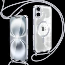 Funda Magnética con colgante para iPhone 16 Plata