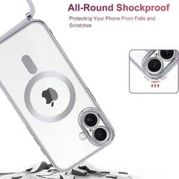 Funda Magnética con colgante para iPhone 16 Plata antigolpes