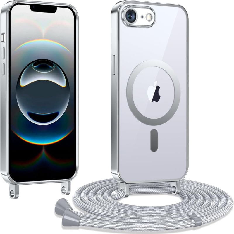 Funda Colgante Magnético Transparente iPhone 16e Plata - Ítem