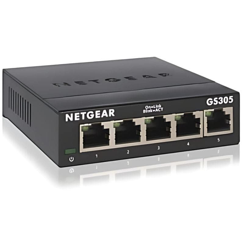 NETGEAR GS305 Não gerenciado L2 Gigabit Ethernet (10/100/1000) Preto, imagem frontal