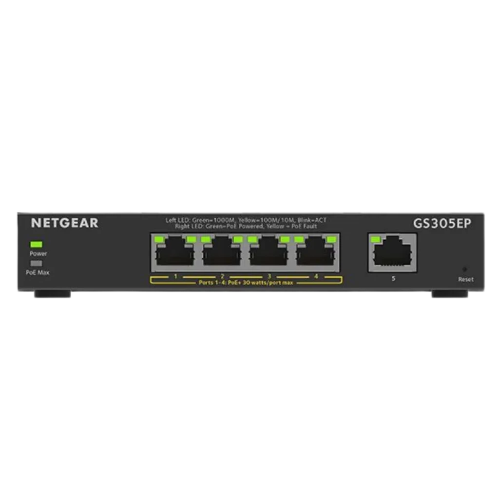 Commutateur NETGEAR GS305EP frontal avec 5 ports Gigabit et voyants d'état - Ítem1