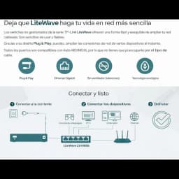 TP-Link LS1005G - Switch Gigabit de 5 portas, corpo preto fosco, design compacto, LEDs superiores discretos e cinco portas RJ45 alinhadas na frente