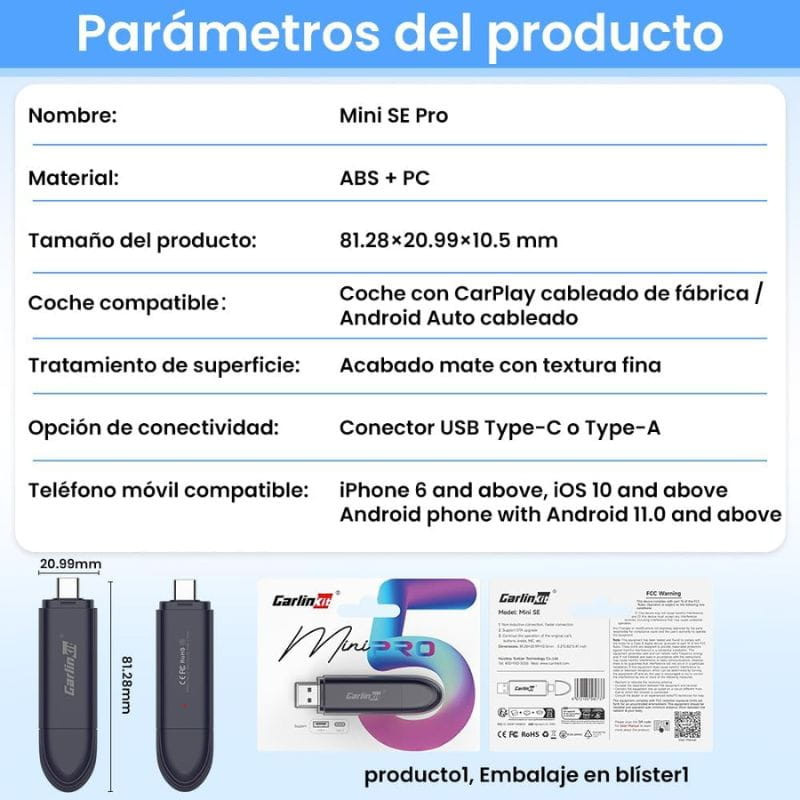 Carlinkit Mini 5 Pro - Adaptador inalámbrico Carplay y Android Auto - Ítem2