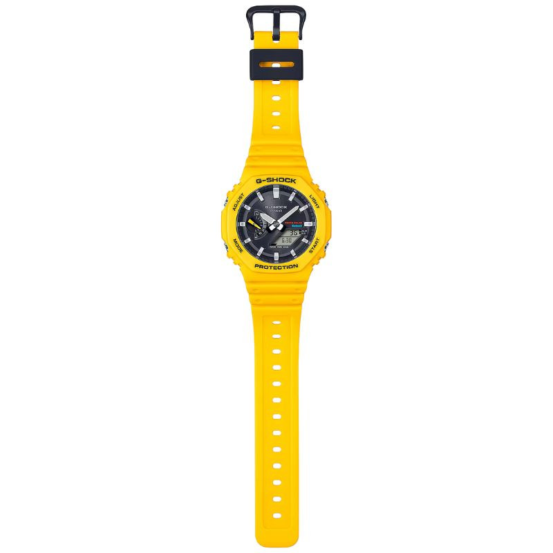 Casio G-Shock BASIC GA-B2100C-9AER amarillo con caja octogonal, correa de resina, esfera negra, índices luminiscentes y pantalla dual analógica-digital - Ítem1