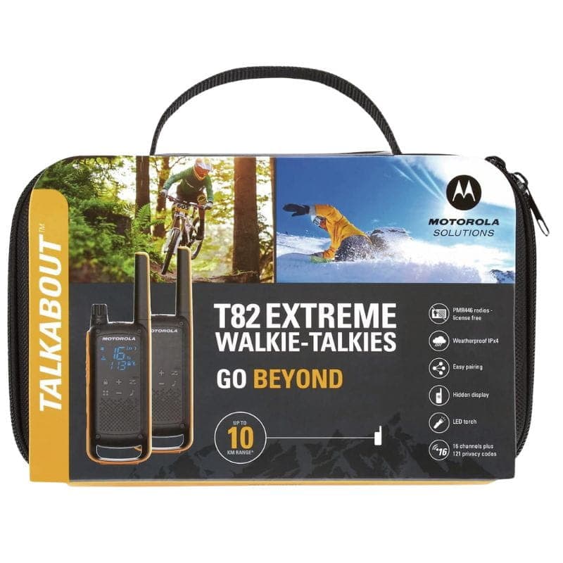 Motorola Talkabout T82 Extreme Duo Preto/Laranja - Walkie Talkie, imagem da caixa
