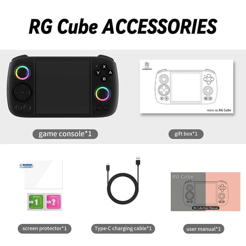 Anbernic RG Cube 8GB/128GB Negro contenido del paquete