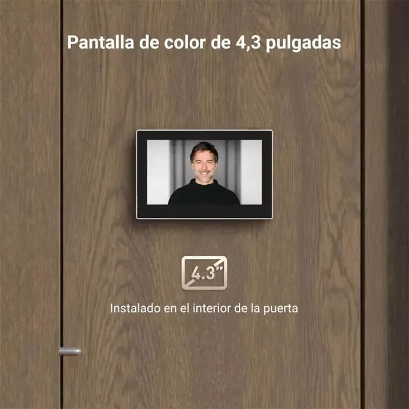 EZVIZ HP2 Olho mágico inteligente Wi-Fi com ecrã de 4,3 pol instalado no interior da porta, exibe visitantes em tela colorida ampla e nítida