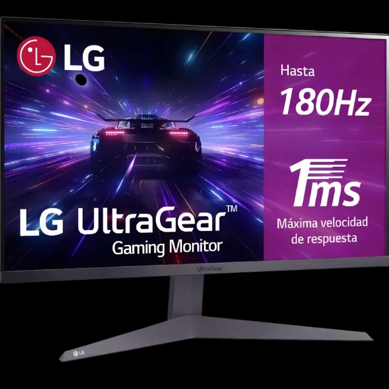 Monitor LG 24GS50F-B de 24 pulgadas Full HD, panel LCD, biseles delgados, soporte angular, frecuencia hasta 180 Hz y tiempo de respuesta de 1 ms