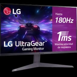 Monitor LG 24GS50F-B de 24 pulgadas Full HD, panel LCD, biseles delgados, soporte angular, frecuencia hasta 180 Hz y tiempo de respuesta de 1 ms