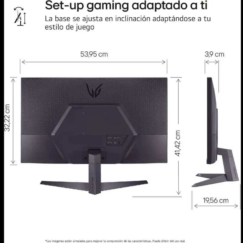 Monitor LG 24GS50F-B 24 pulgadas Full HD con panel LCD, 182 Hz y FreeSync; diseño gaming, bisel delgado, base ajustable en inclinación y puertos traseros