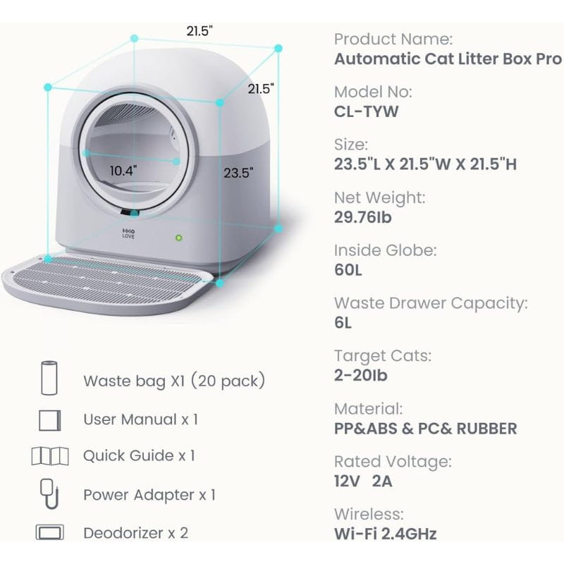 HHOLove CL-TYW - Arenero inteligente autolimpiable para gatos - Ítem9