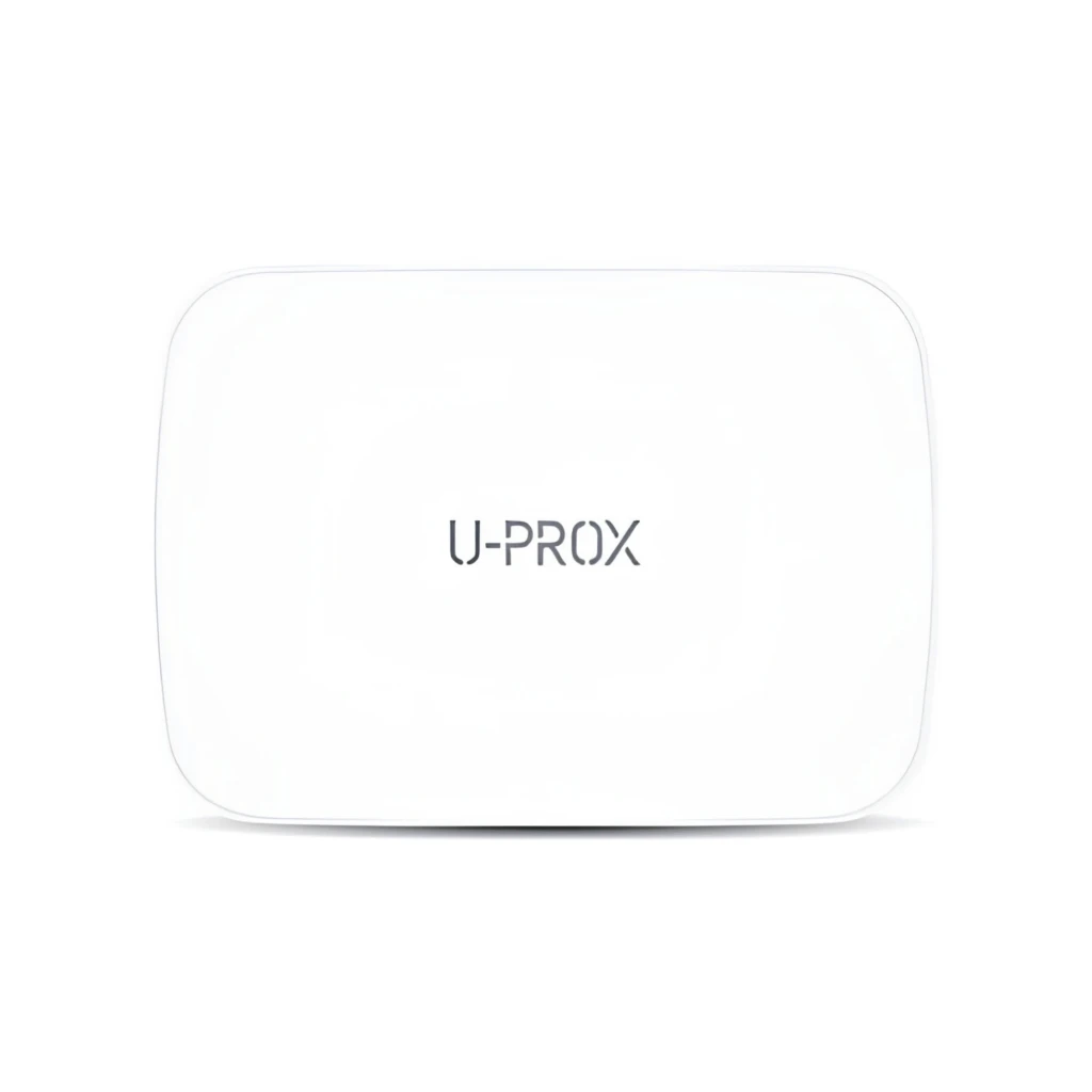 Kit alarme U-Prox MP S avec centrale blanche, détecteur de mouvement, contact magnétique et badge; design minimal, sans fil, LED verte U-PROX visible - Ítem4