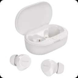 Philips TAT1209WT/00 Blanco - Auriculares inalámbricos con estuche de carga compacto, diseño intrauditivo ergonómico, acabado mate y botones sutiles