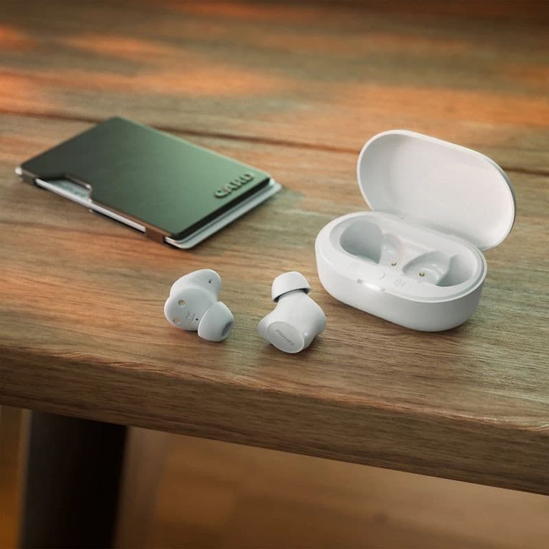 Philips TAT1209WT/00 Blanco – auriculares inalámbricos compactos con estuche de carga blanco, diseño intraaural ergonómico y controles táctiles