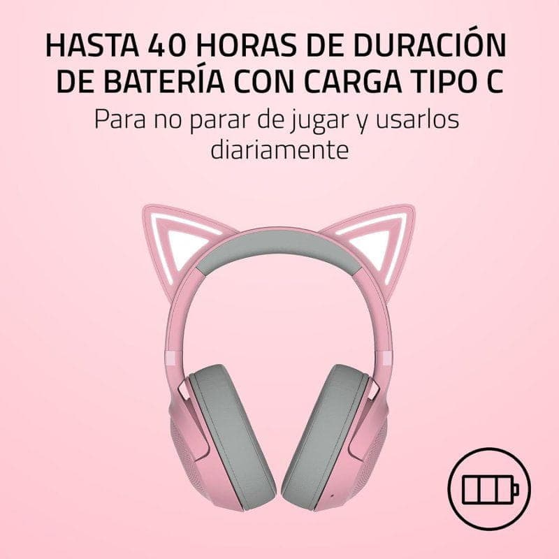 Batería de Razer Kraken Kitty V2 Quartz Rosa (Bluetooth)