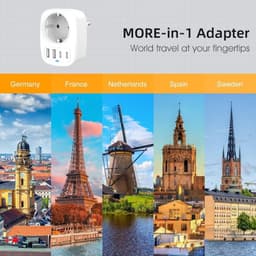 Adaptateur de voyage UK vers EU 2x USB 2x USB-C, compatibilités multiples