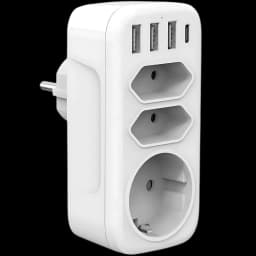 Ladrón de enchufes 4000W 1x Tipo F 2x Tipo C 3x USB-A 1x USB-C