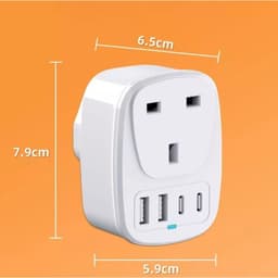 Dimensions de Adaptador de viagem UE para UK 2x USB 2x USB-C