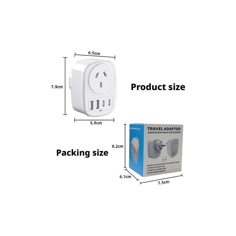 Adaptador de viagem UE para UK 2x USB 2x USB-C - Item4