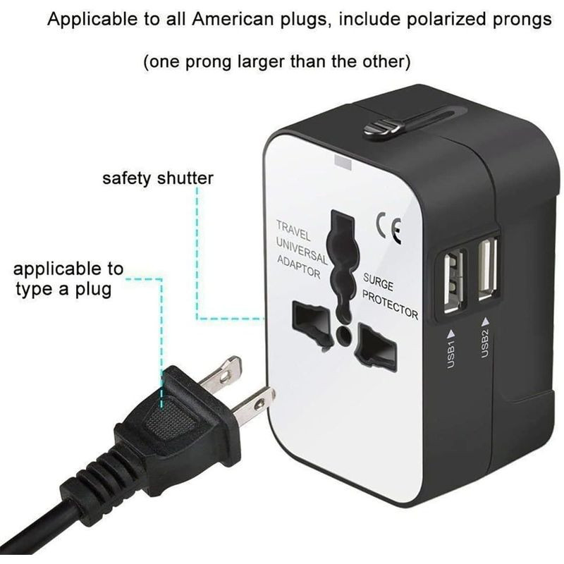 Adaptador de viagem universal 2x USB - Item1