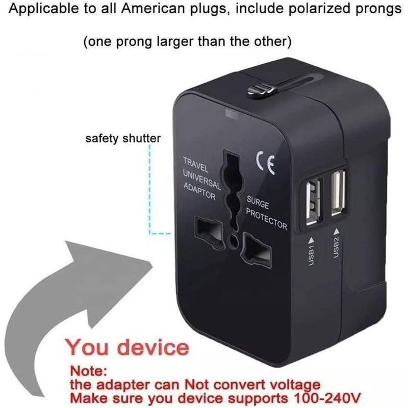 Adaptador de viagem universal 2x USB - Item4