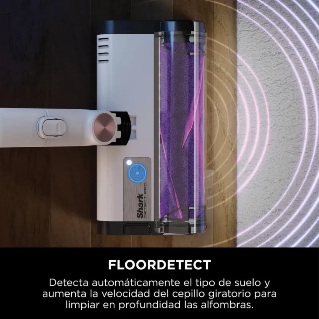 Aspiradora sin cables Shark IW3611DE con filtro HEPA, diseño vertical blanco con base de carga, depósito transparente y cepillo motorizado púrpura - Ítem5