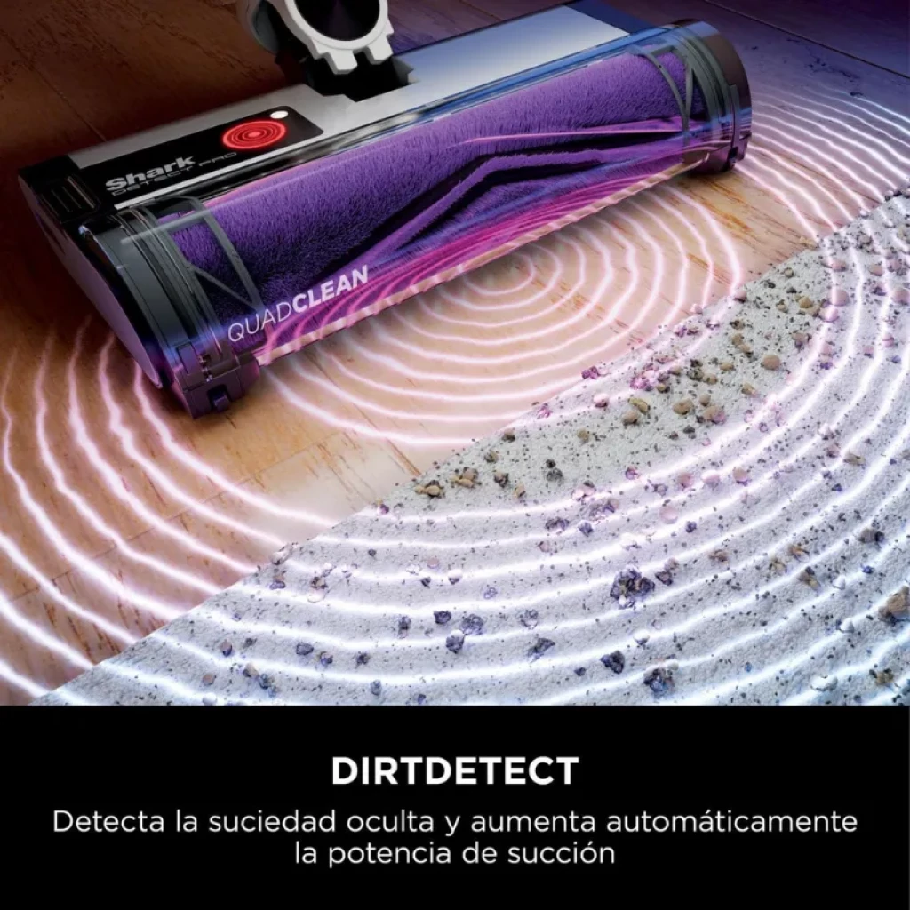 Aspiradora sin cables Shark IW3611DE con filtro HEPA, diseño vertical blanco con base de carga, depósito transparente y cepillo motorizado púrpura - Ítem6