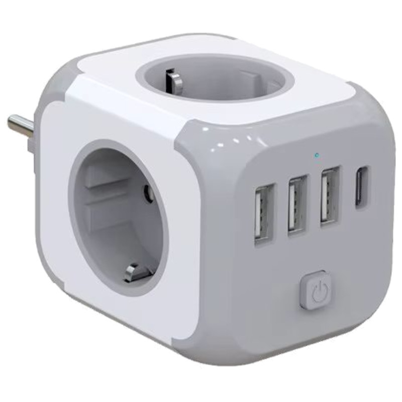 Regleta Cubo - Adaptador de enchufe 3x Tipo F 3x USB-A 1x USB-C - Ítem