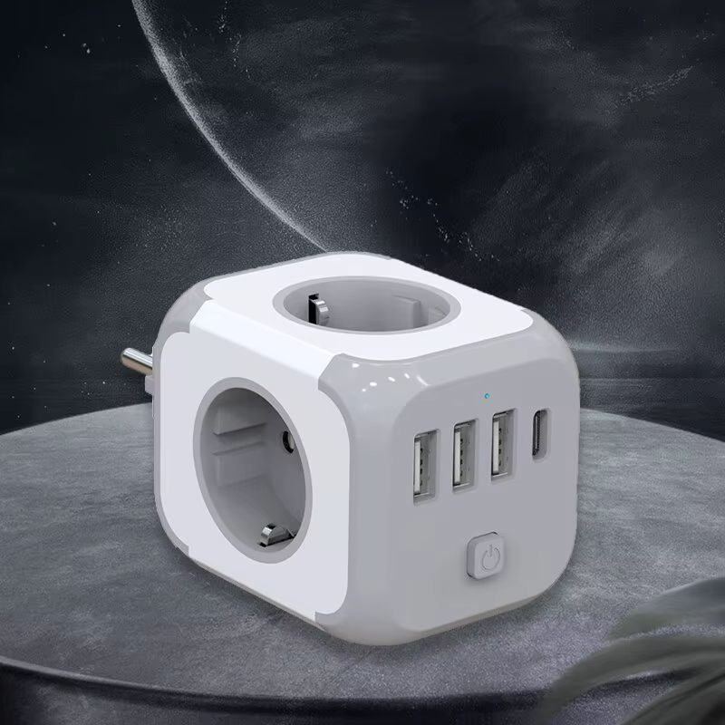 Regleta Cubo - Adaptador de enchufe 3x Tipo F 3x USB-A 1x USB-C - Ítem1