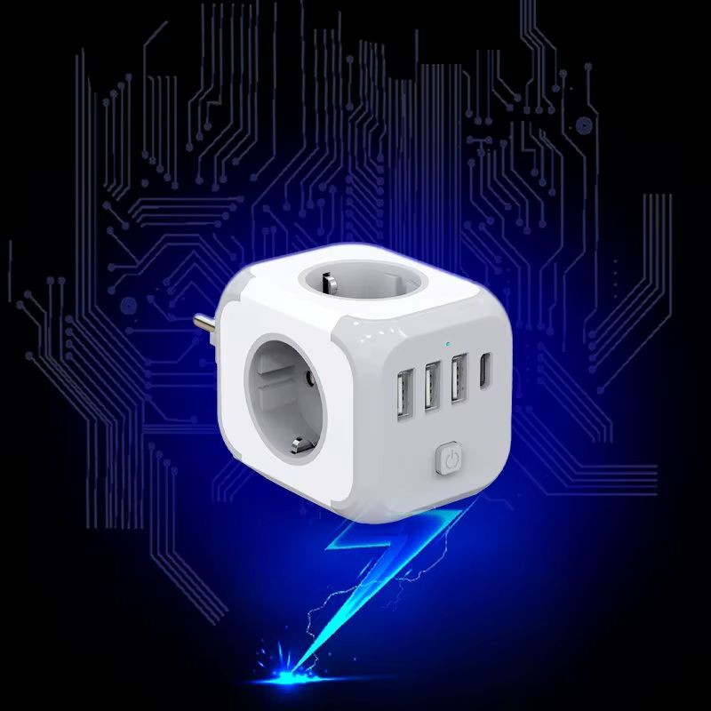 Regleta Cubo - Adaptador de enchufe 3x Tipo F 3x USB-A 1x USB-C - Ítem2