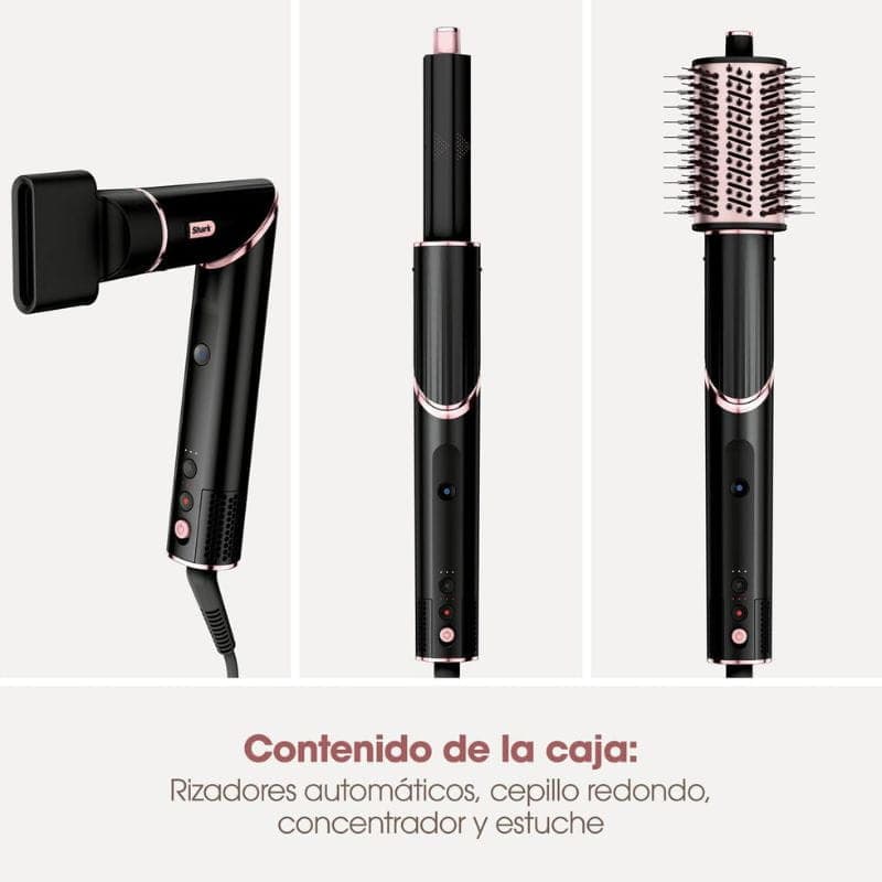 Shark FlexStyle Cepillo moldeador de cabello 3 cabezales Negro contenido de la caja