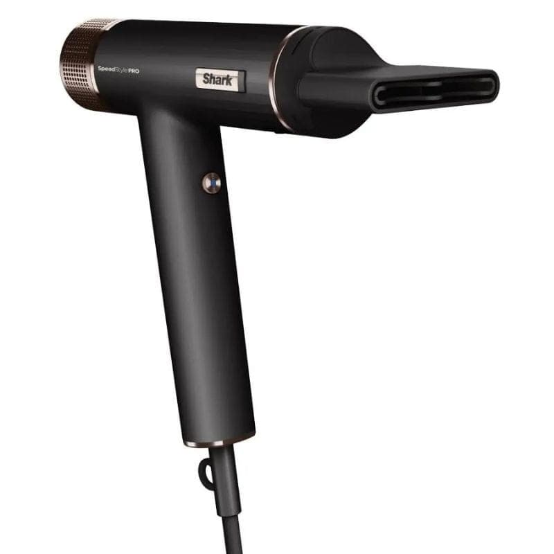 Sèche‑cheveux Shark SpeedStyle Pro 5 têtes noir mat, format pistolet, embout concentrateur fin, accents métallisés, câble inférieur, design compact