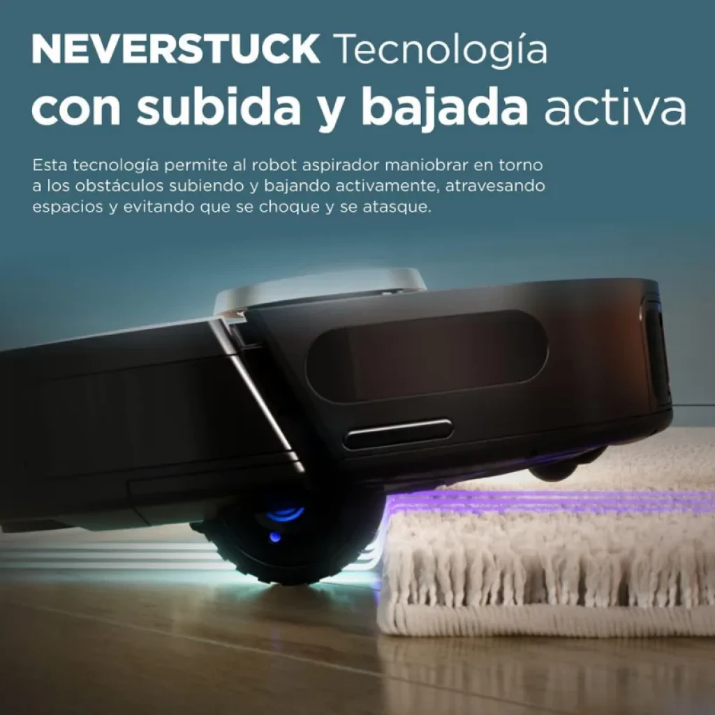 Sharkclean PowerDetect RV2820VEEU preto com base de carregamento; design circular, acabamento mate, sensores frontais e tampa central metálica - Item4