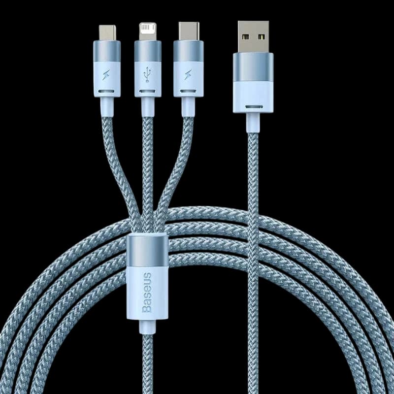 Baseus StarSpeed Series Azul - Cabo USB 3 em 1 USB-C/Micro/Lightning USB