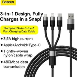 Baseus StarSpeed Series Blue - Cabo USB 3 em 1 USB-C/Micro/Lightning Características