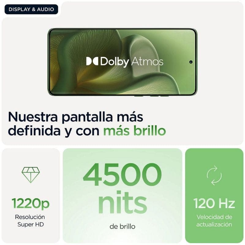Motorola Edge 60 5G 8GB/256GB Verde detalles de la pantalla