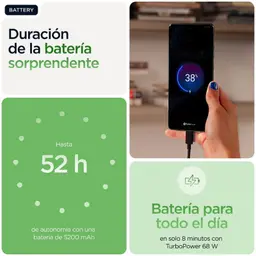 Motorola Edge 60 5G 8GB/256GB Verde detalles de la batería