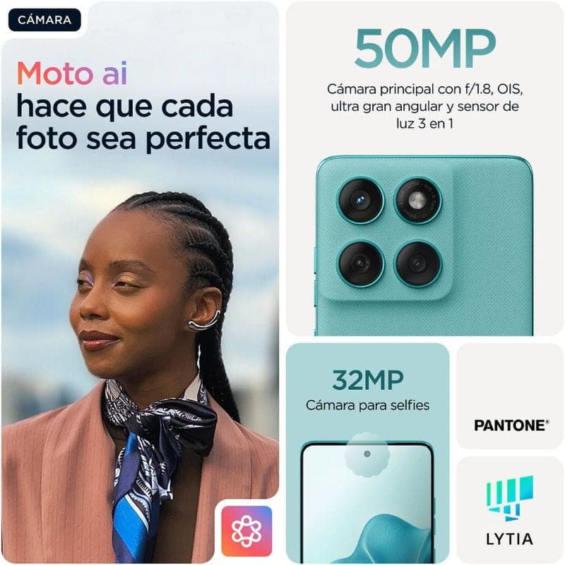 Motorola Edge 60 Fusion 5G 8 GB/256 GB Azul câmaras com moto Ai