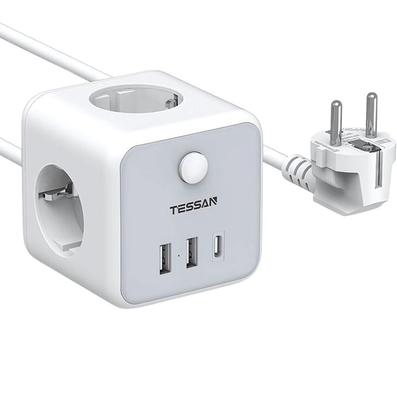 Tessan TS-301-C-GR Regleta 3 Tomas CA + 3 USB-A cable 2m - Ítem