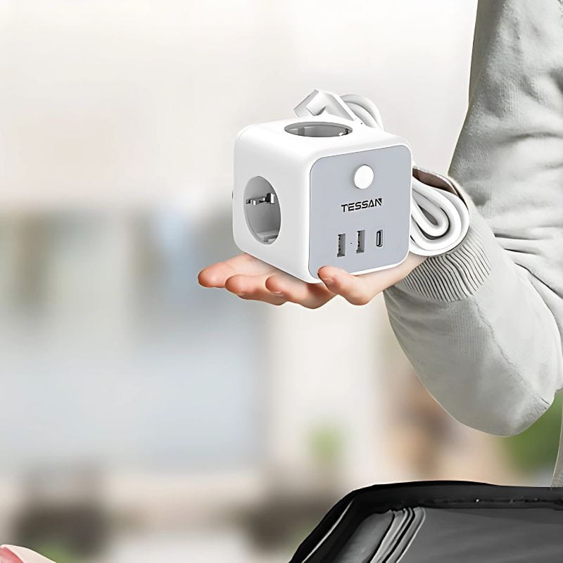 Tessan TS-301-C-GR Regleta 3 Tomas CA + 3 USB-A cable 2m - Ítem3