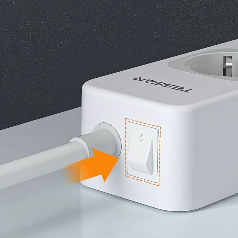 Tessan TS-307-C Regleta de enchufes 4 Tomas CA + 2 USB-A + 1 USB-C Cable 2m - Ítem2