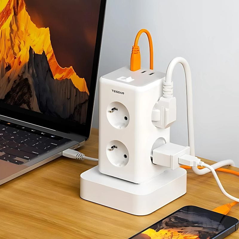 Tessan TS-306TS-C 6 prises CA + 2 USB-A + 1 USB-C - Multiprise - Ítem2