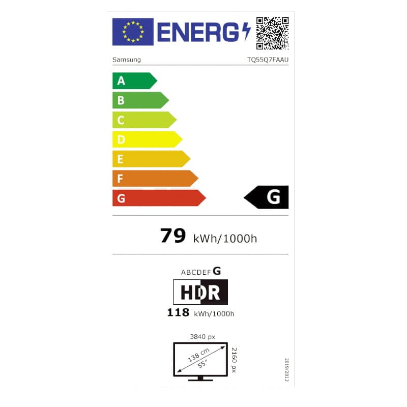 Energía de Samsung TQ55Q7FAAU