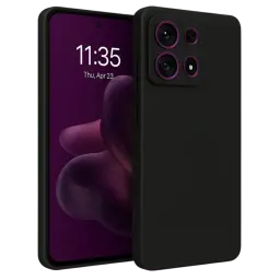 Funda Motorola Edge 60 Square Liquid Premium Negro con acabado mate, bordes cuadrados y recortes precisos para cámara triple. Protege y realza el diseño.