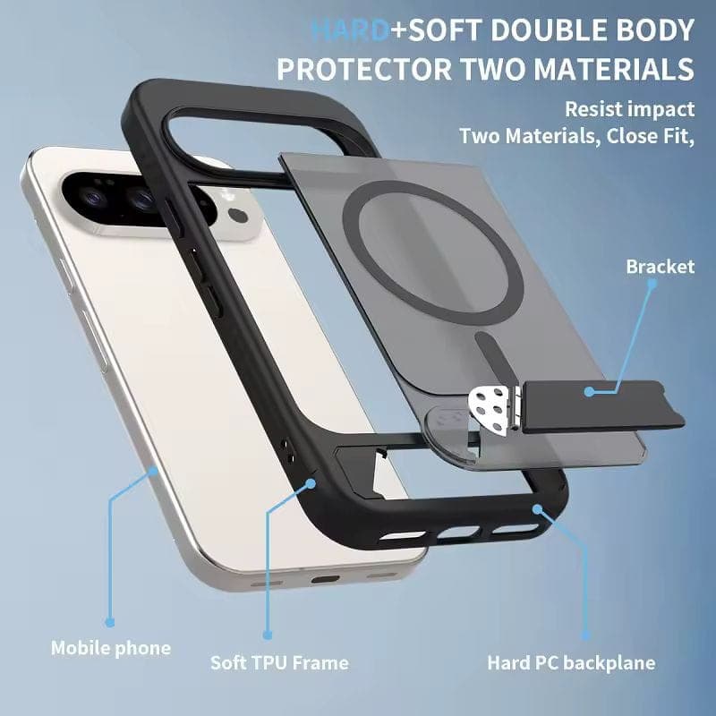 Nillkin Funda Magnética con Soporte para Google Pixel 9 Pro XL / 10 Pro XL Negro con doble cuerpo