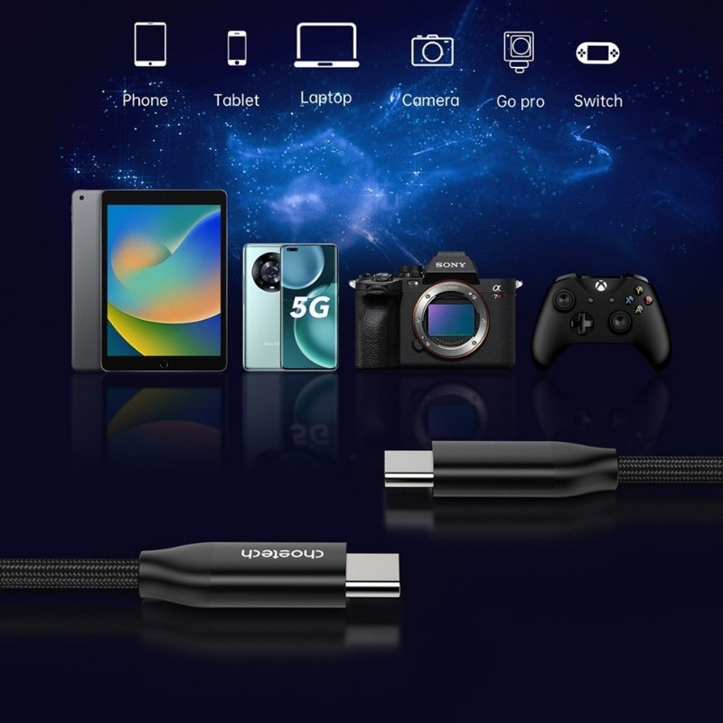 Cabo USB-C para USB-C Choetech 240 W de Carga Super Rápida 2 m - Item1