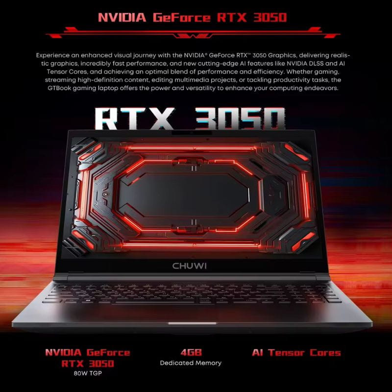 Chuwi GT Book Intel i5-12450H 16GB/512GB RTX 3050 W11 pro - Portátil Gaming 15.6 - Ítem4
