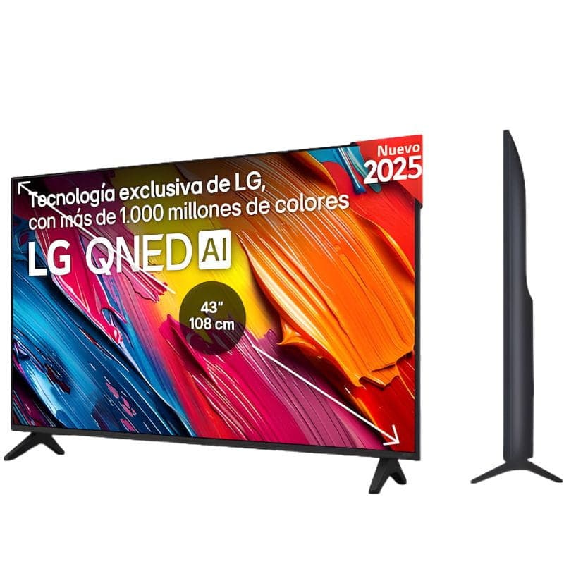Écran LG 50QNED82A6B 50 pouces 4K Ultra HD QNED, cadre fin noir, pieds latéraux, dalle éclatante aux couleurs vives, design mince avec connectivité Wi‑Fi